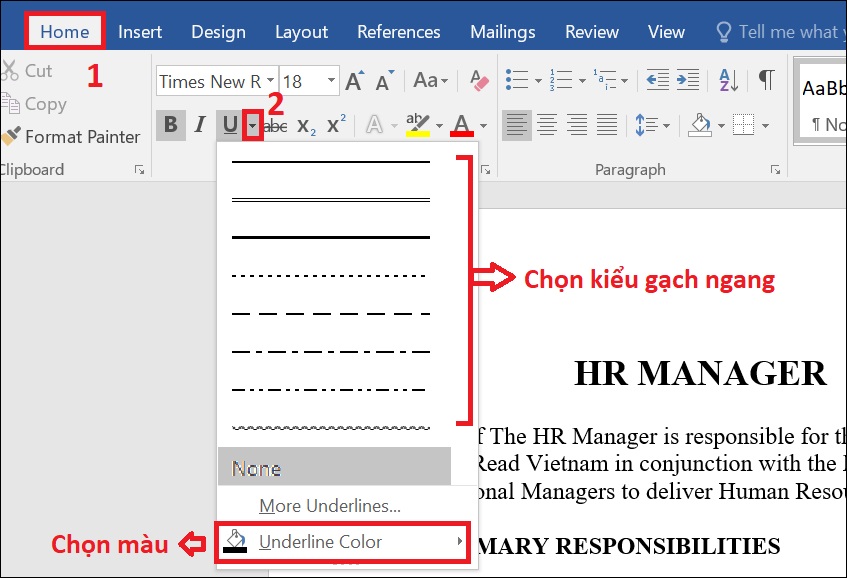 Chọn kiểu gạch ngang Chọn kiểu gạch ngang