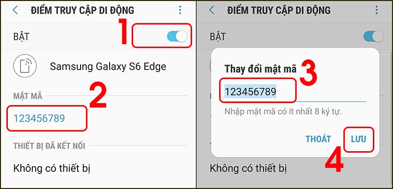 Bạn bật Điểm truy cập di động và tiến hành thiết lập mật mã cho Wifi Bạn bật Điểm truy cập di động và tiến hành thiết lập mật mã cho Wifi