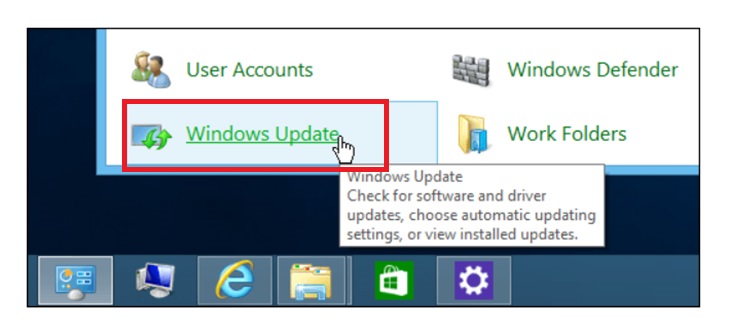 chọn Windows Update. chọn Windows Update.