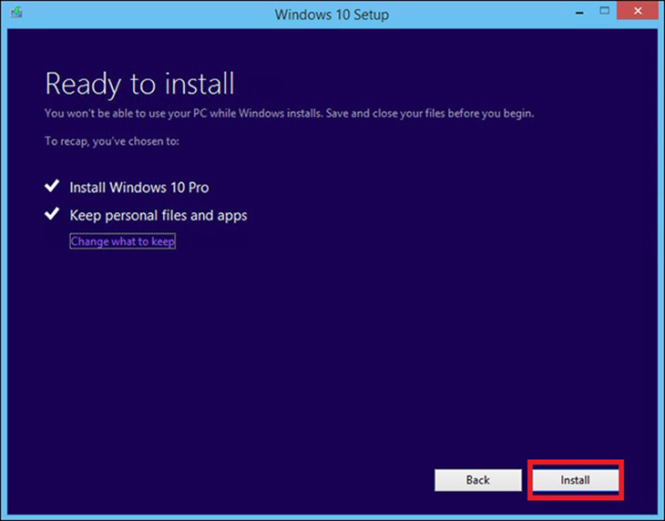nhấn Install để bắt đầu cài đặt. nhấn Install để bắt đầu cài đặt.