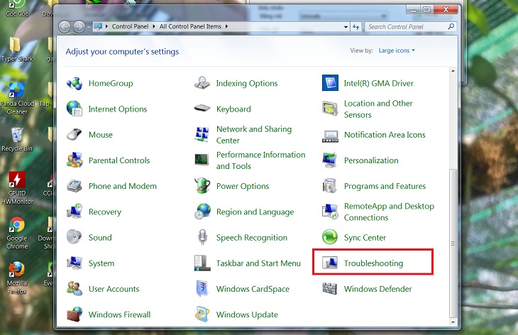 Bạn tìm và nhấp vào mục Troubleshooting Bạn tìm và nhấp vào mục Troubleshooting