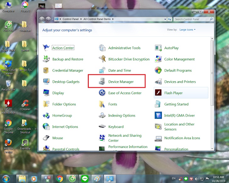 Bạn nhấn vào Control Panel chọn Device Manager Bạn nhấn vào Control Panel chọn Device Manager