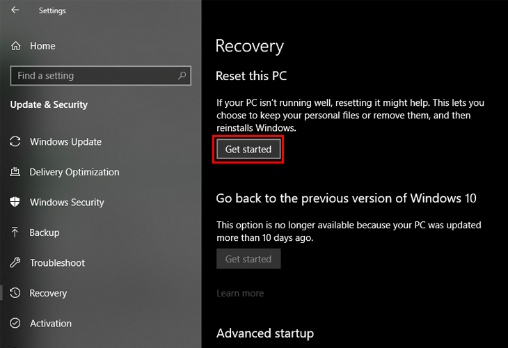 Giao diện Recovery Giao diện Recovery