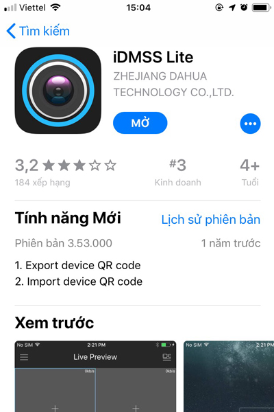 Tải xuống và cài đặt ứng dụng iDMSS