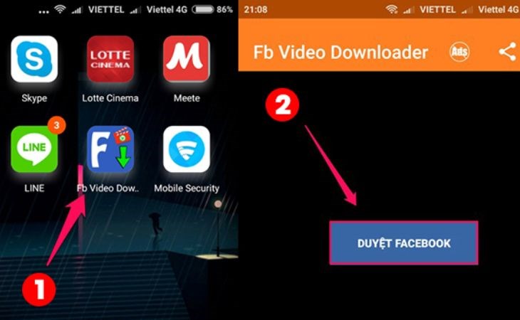 Mở ứng dụng và chọn ô Duyệt Facebook Mở ứng dụng và chọn ô Duyệt Facebook