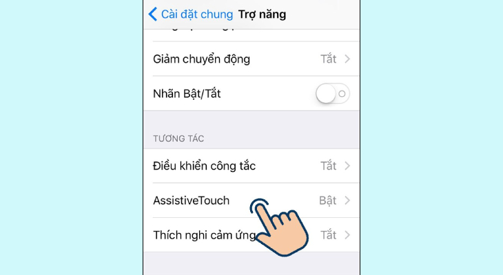 Bật AssistiveTouch để bật nút home ảo. Nếu muốn tắt nút home ảo thì nhấn nút đối diện Bật AssistiveTouch để bật nút home ảo. Nếu muốn tắt nút home ảo thì nhấn nút đối diện