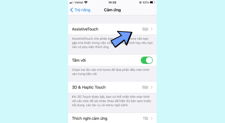 Nhấn Enable AssistiveTouch để kích hoạt nút home ảo và ngược lại. Nhấn Enable AssistiveTouch để kích hoạt nút home ảo và ngược lại