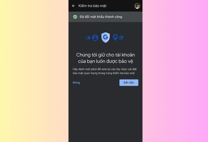 Quá trình đổi mật khẩu Gmail đã hoàn tất